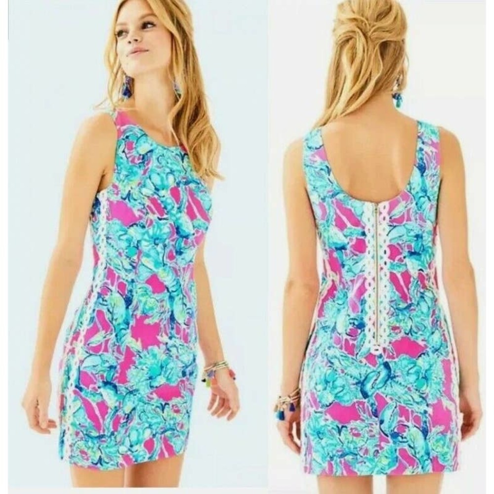 Lilly Pulitzer Mila Shift Dress in Raz Berry Lobsters In Love
